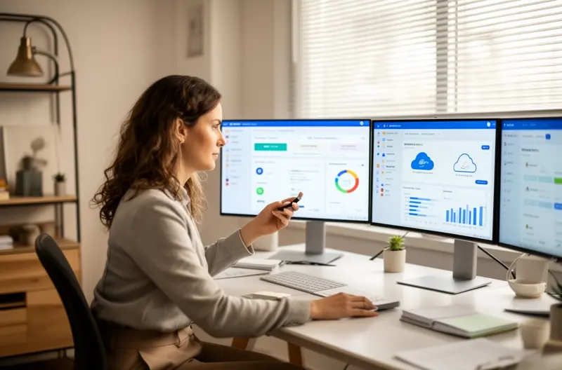 Consultant reviewing cloud cost and Microsoft licensing with a client Consultant reviewing cloud cost and Microsoft licensing with a client